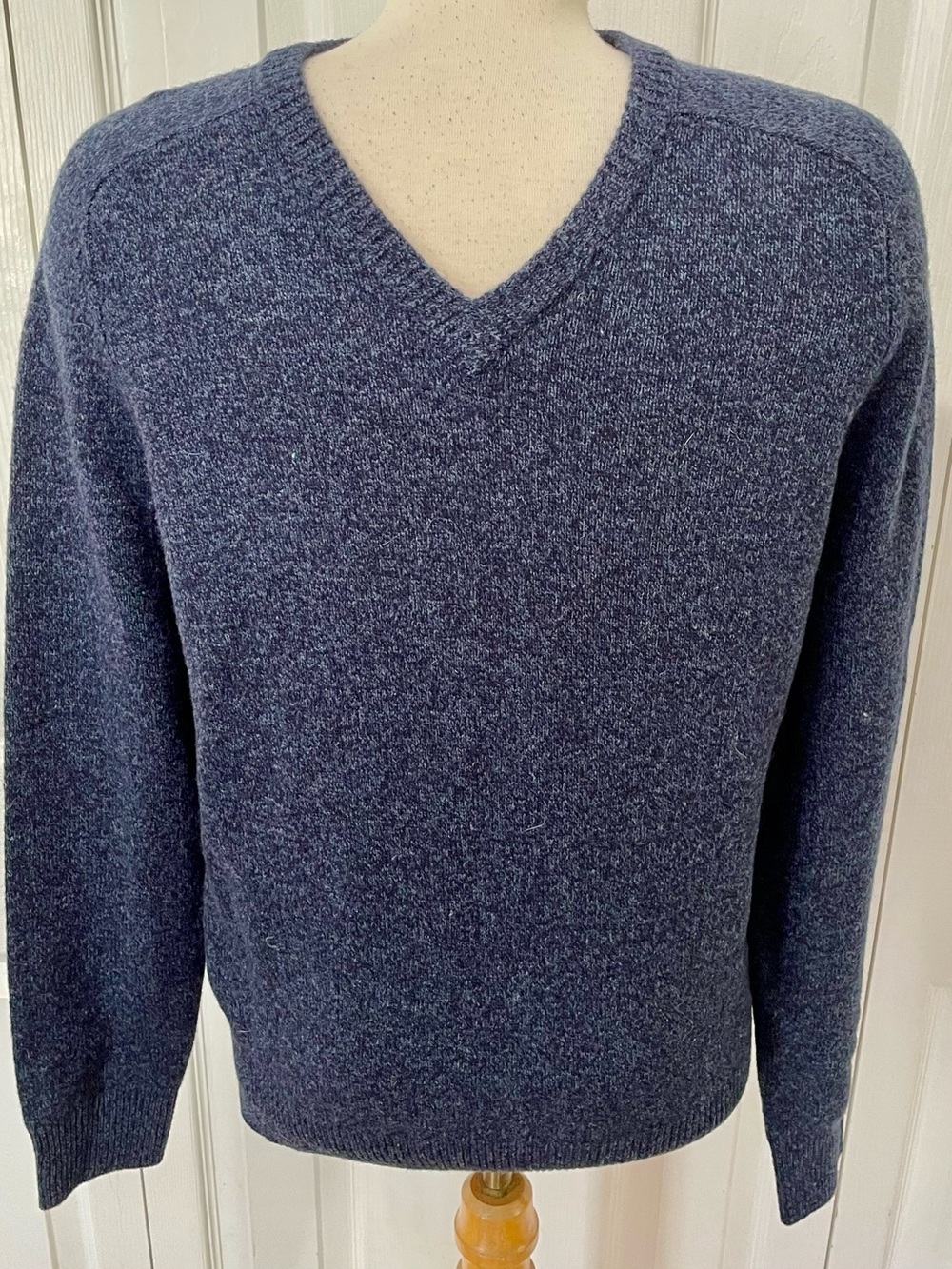 J. Crew Factory Men's Heathered Navy V-Neck Sweater